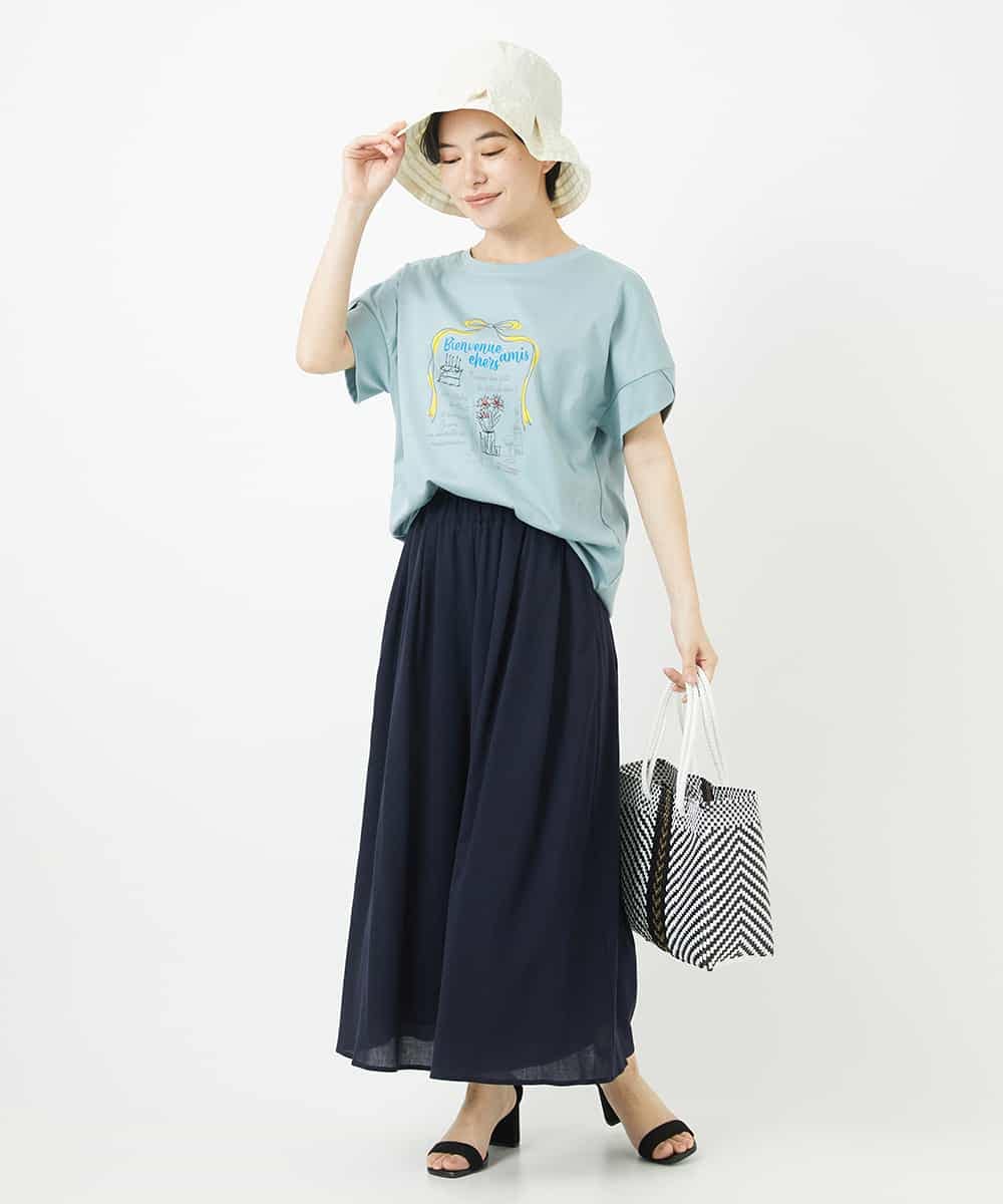 NSKHC91190 Maison de CINQ(メゾン ドゥ サンク) プリント刺繍コットンTシャツ パープル