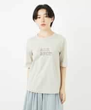 NSKHC92130 Maison de CINQ(メゾン ドゥ サンク) 刺繍ロゴデザインコットンTシャツ グレージュ