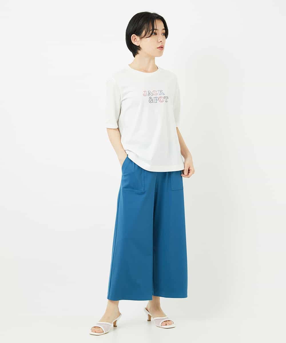 NSKHC92130 Maison de CINQ(メゾン ドゥ サンク) 刺繍ロゴデザインコットンTシャツ ホワイト