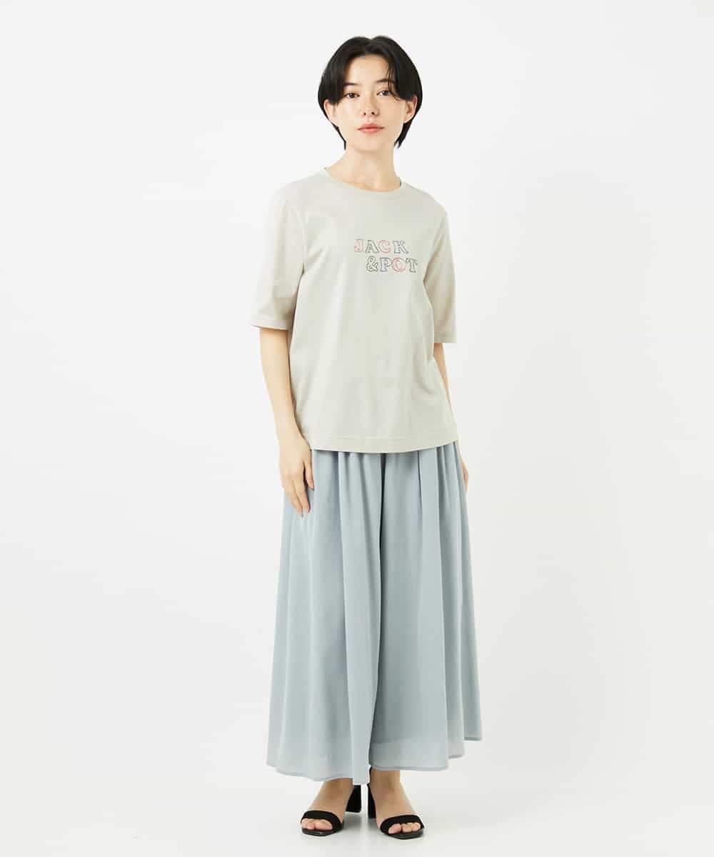 NSKHC92130 Maison de CINQ(メゾン ドゥ サンク) 刺繍ロゴデザインコットンTシャツ ホワイト