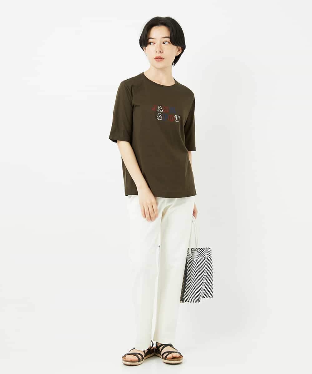 NSKHC92130 Maison de CINQ(メゾン ドゥ サンク) 刺繍ロゴデザインコットンTシャツ ホワイト