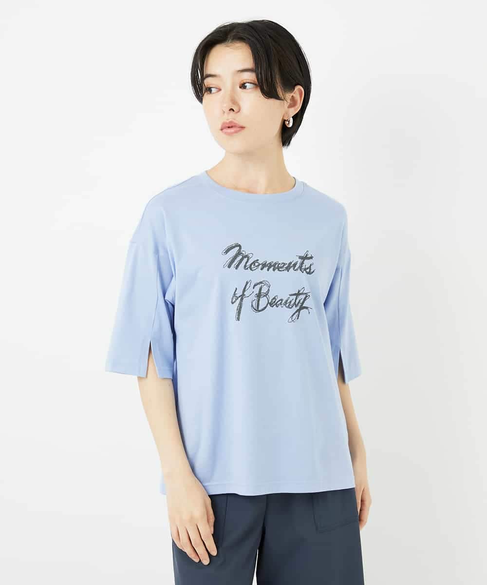 NSKHC93160 Maison de CINQ(メゾン ドゥ サンク) スリットスリーブコットンTシャツ ライトブルー