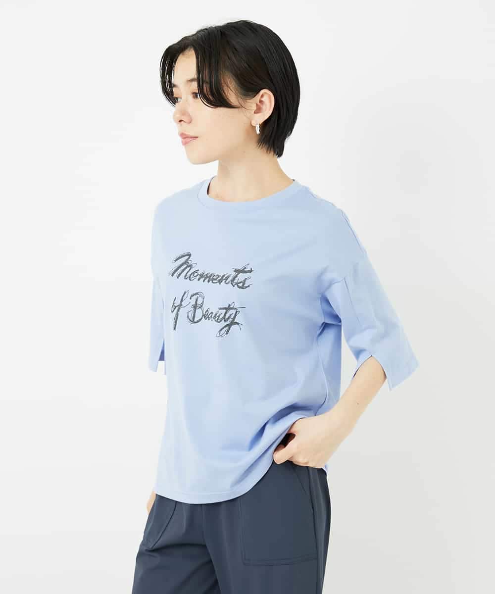 NSKHC93160 Maison de CINQ(メゾン ドゥ サンク) スリットスリーブコットンTシャツ ライトブルー