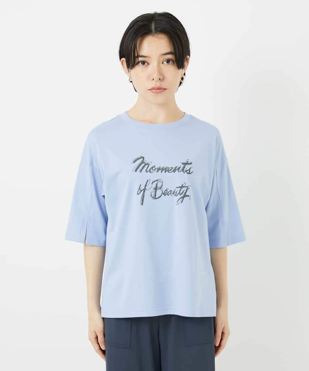 NSKHC93160 Maison de CINQ(メゾン ドゥ サンク) スリットスリーブコットンTシャツ ライトブルー