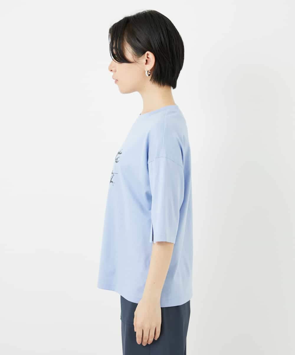 NSKHC93160 Maison de CINQ(メゾン ドゥ サンク) スリットスリーブコットンTシャツ ライトブルー
