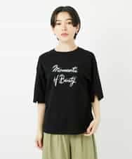 NSKHC93160 Maison de CINQ(メゾン ドゥ サンク) スリットスリーブコットンTシャツ ブラック