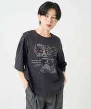 NSKJC94190 Maison de CINQ(メゾン ドゥ サンク) 風景刺しゅうTシャツ ダークグレー