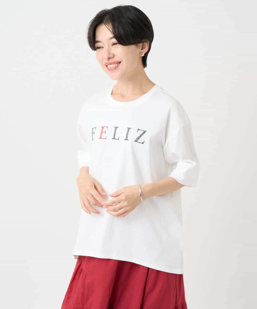 NSKJC95180 Maison de CINQ(メゾン ドゥ サンク) 刺繍ロゴワイドシルエットTシャツ ホワイト