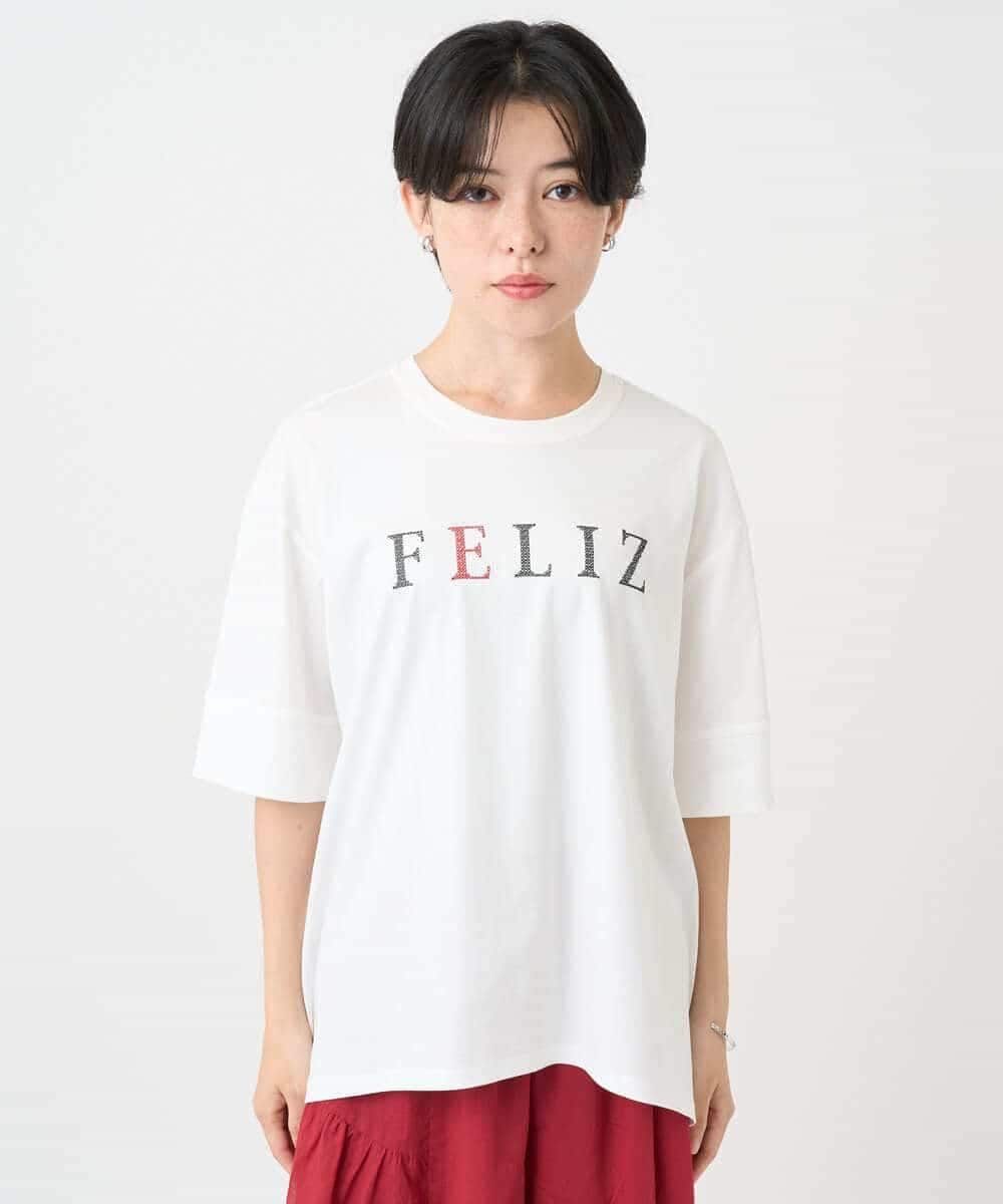 NSKJC95180 Maison de CINQ(メゾン ドゥ サンク) 刺繍ロゴワイドシルエットTシャツ ホワイト