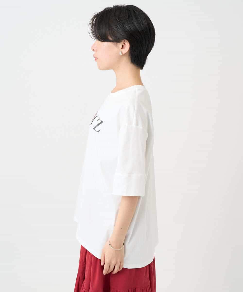NSKJC95180 Maison de CINQ(メゾン ドゥ サンク) 刺繍ロゴワイドシルエットTシャツ ホワイト