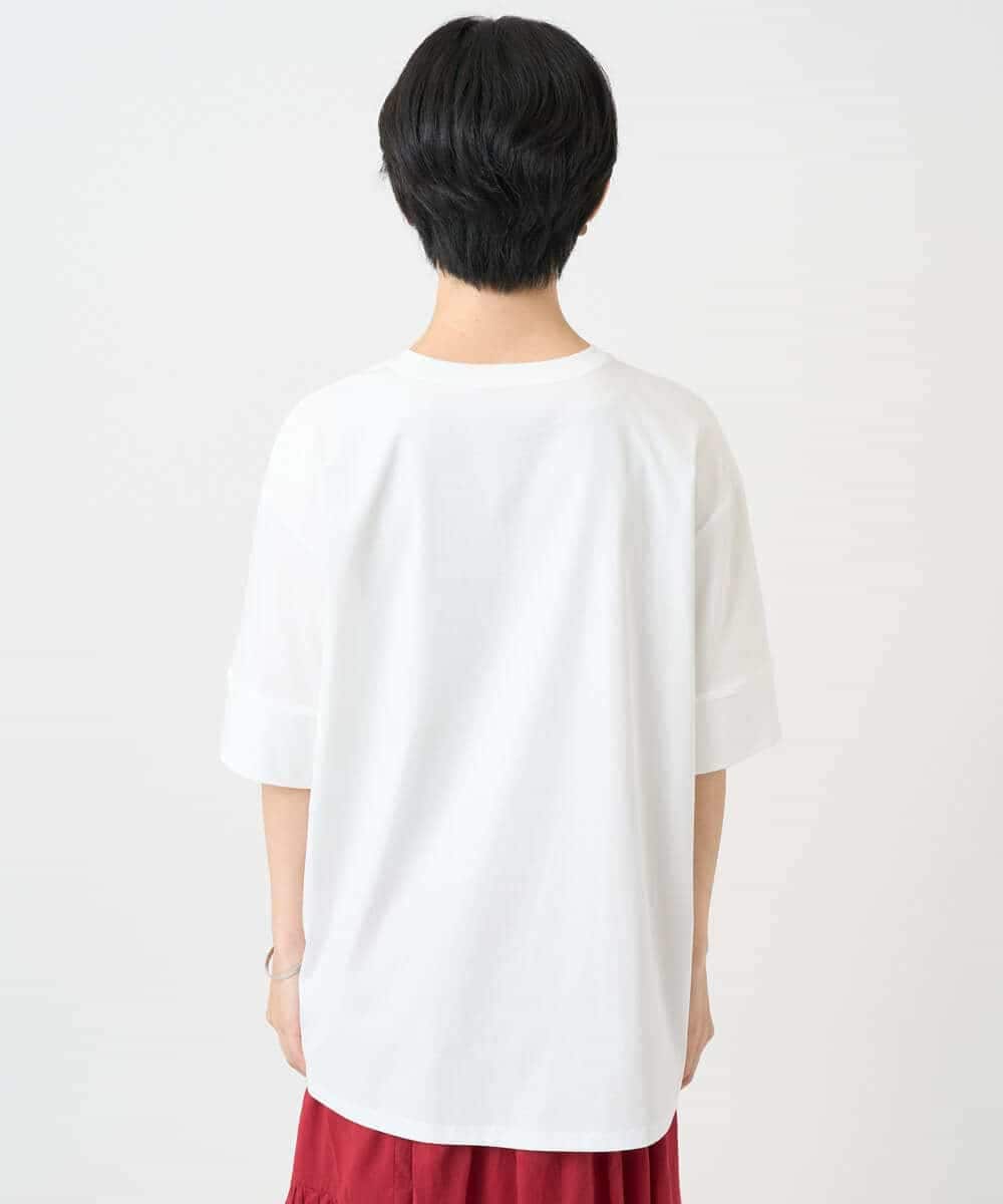 NSKJC95180 Maison de CINQ(メゾン ドゥ サンク) 刺繍ロゴワイドシルエットTシャツ ホワイト