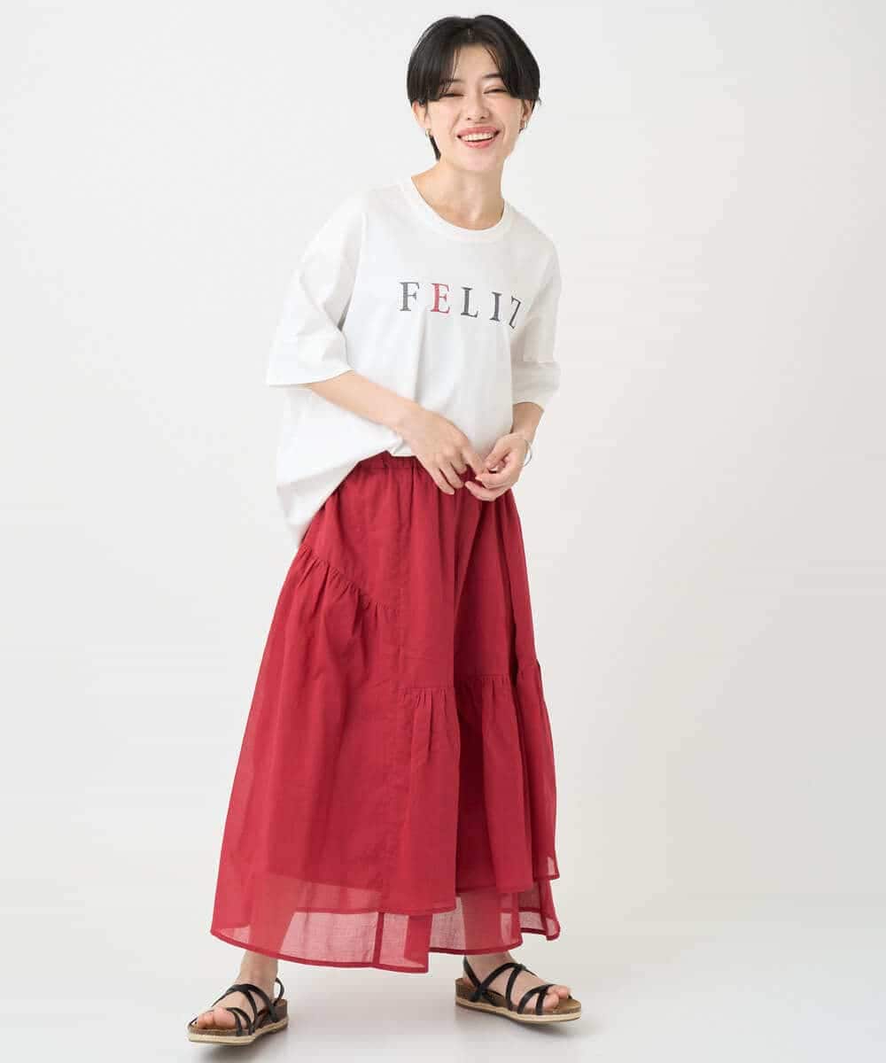 NSKJC95180 Maison de CINQ(メゾン ドゥ サンク) 刺繍ロゴワイドシルエットTシャツ ホワイト