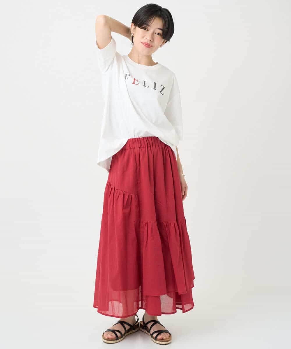 NSKJC95180 Maison de CINQ(メゾン ドゥ サンク) 刺繍ロゴワイドシルエットTシャツ ホワイト