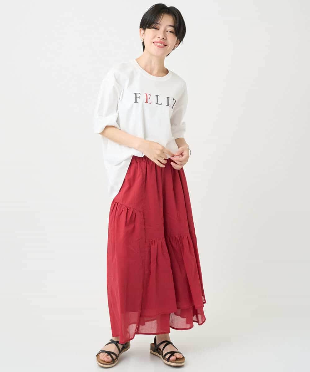 NSKJC95180 Maison de CINQ(メゾン ドゥ サンク) 刺繍ロゴワイドシルエットTシャツ ホワイト