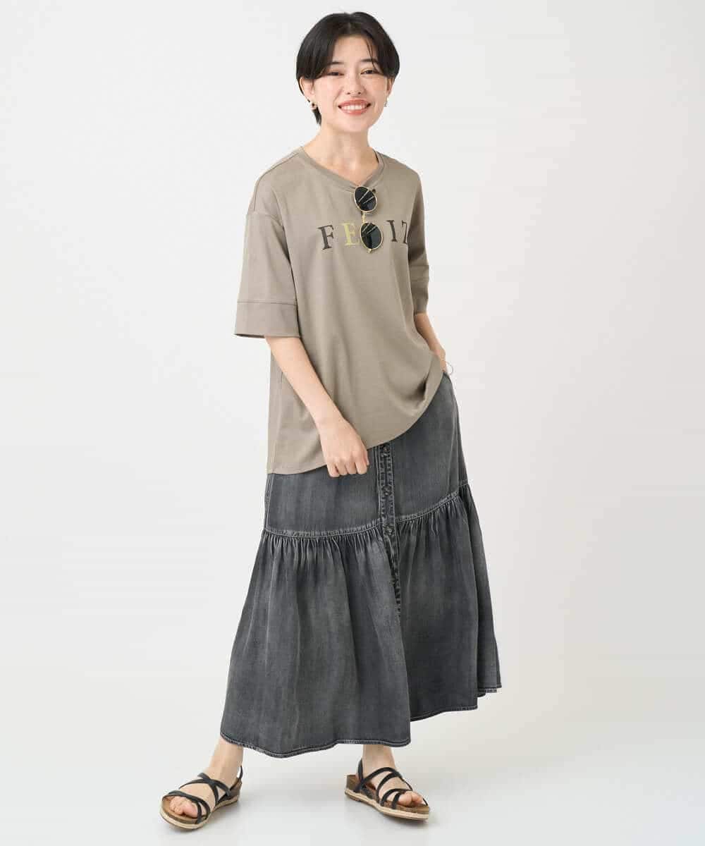 NSKJC95180 Maison de CINQ(メゾン ドゥ サンク) 刺繍ロゴワイドシルエットTシャツ ホワイト