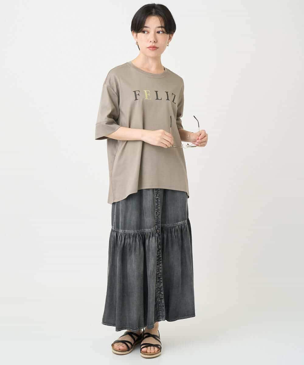 NSKJC95180 Maison de CINQ(メゾン ドゥ サンク) 刺繍ロゴワイドシルエットTシャツ ホワイト