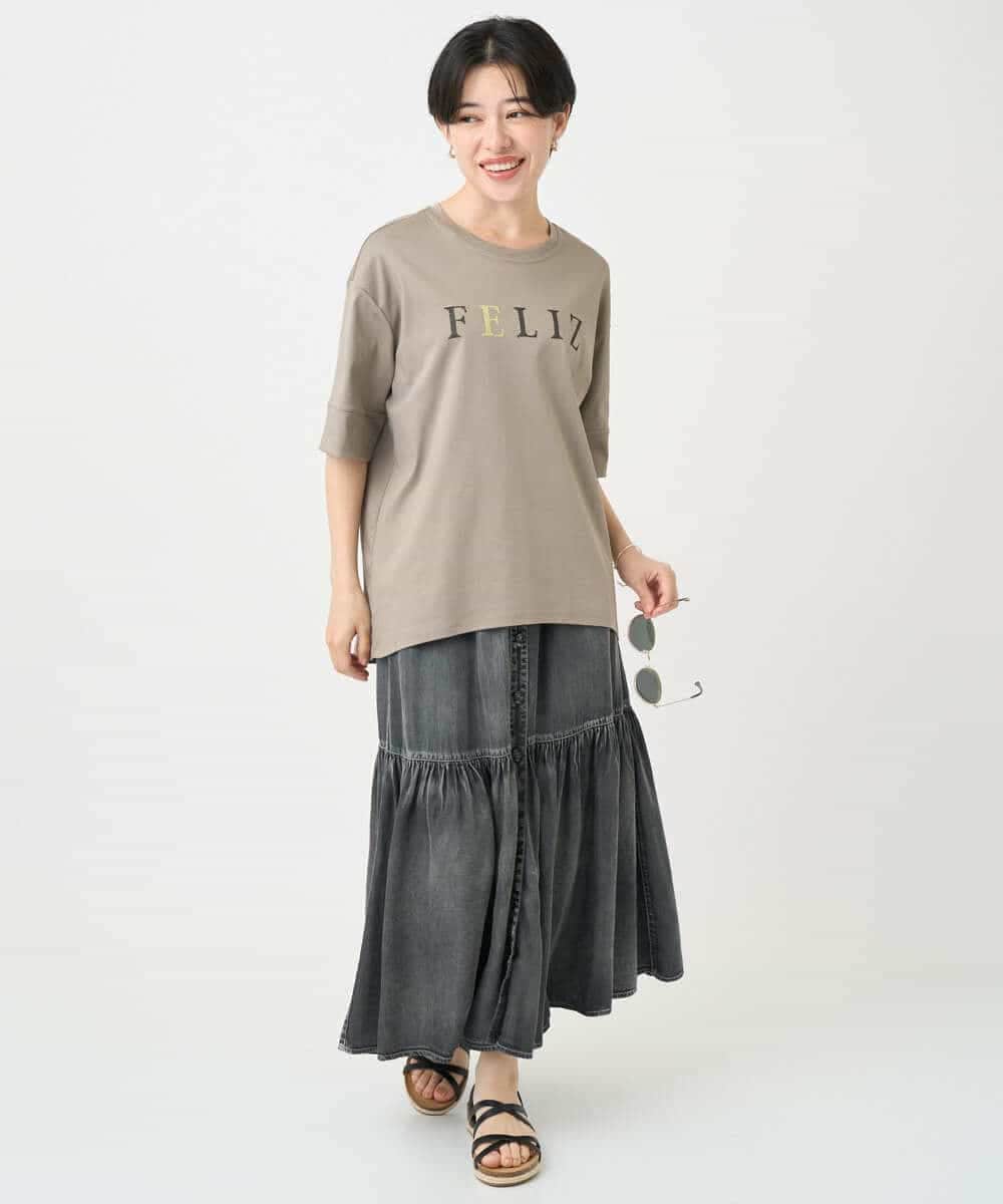 NSKJC95180 Maison de CINQ(メゾン ドゥ サンク) 刺繍ロゴワイドシルエットTシャツ ホワイト