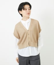 NSSHC90210 Maison de CINQ(メゾン ドゥ サンク) ワッフルベストカーディガン カーキ