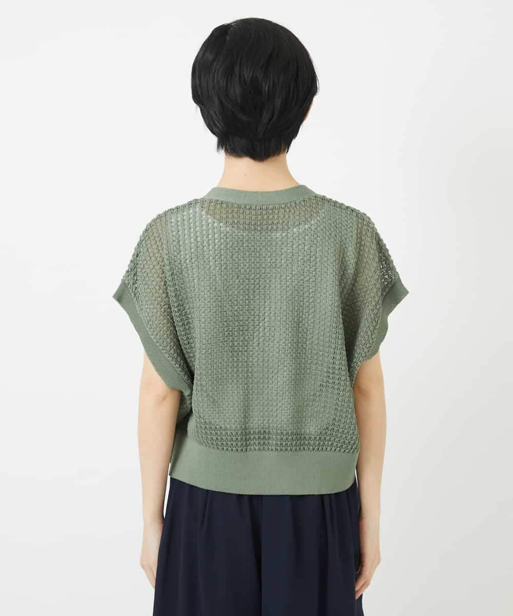 NSSHC90210 Maison de CINQ(メゾン ドゥ サンク) ワッフルベストカーディガン カーキ