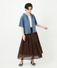 NSTJC94260 Maison de CINQ(メゾン ドゥ サンク) [セットアップ対応]カットソーデニムハーフスリーブストレッチパーカー ブルー