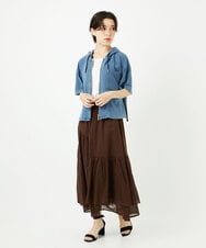 NSTJC94260 Maison de CINQ(メゾン ドゥ サンク) [セットアップ対応]カットソーデニムハーフスリーブストレッチパーカー ブルー