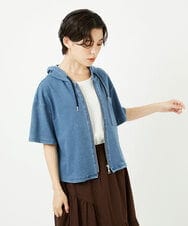 NSTJC94260 Maison de CINQ(メゾン ドゥ サンク) [セットアップ対応]カットソーデニムハーフスリーブストレッチパーカー ブルー