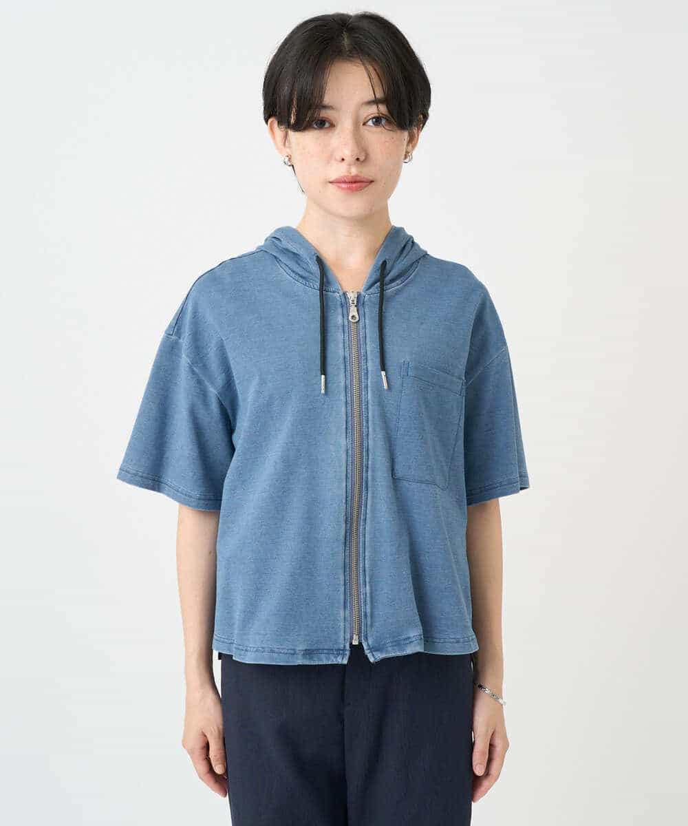 NSTJC94260 Maison de CINQ(メゾン ドゥ サンク) [セットアップ対応]ハーフスリーブデニムパーカー ブルー