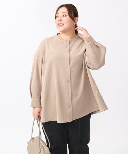 OLBAA24099 eur3 【大きいサイズ】コーデュロイフレアブラウス