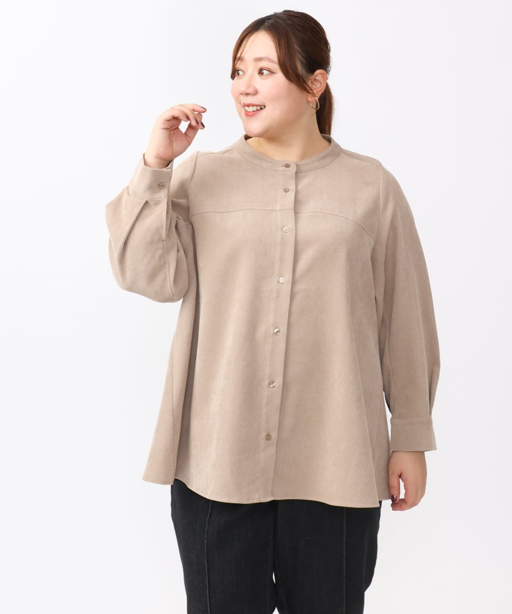 OLBAA24099 eur3(エウルキューブ) 【大きいサイズ】コーデュロイフレアブラウス ベージュ(82)