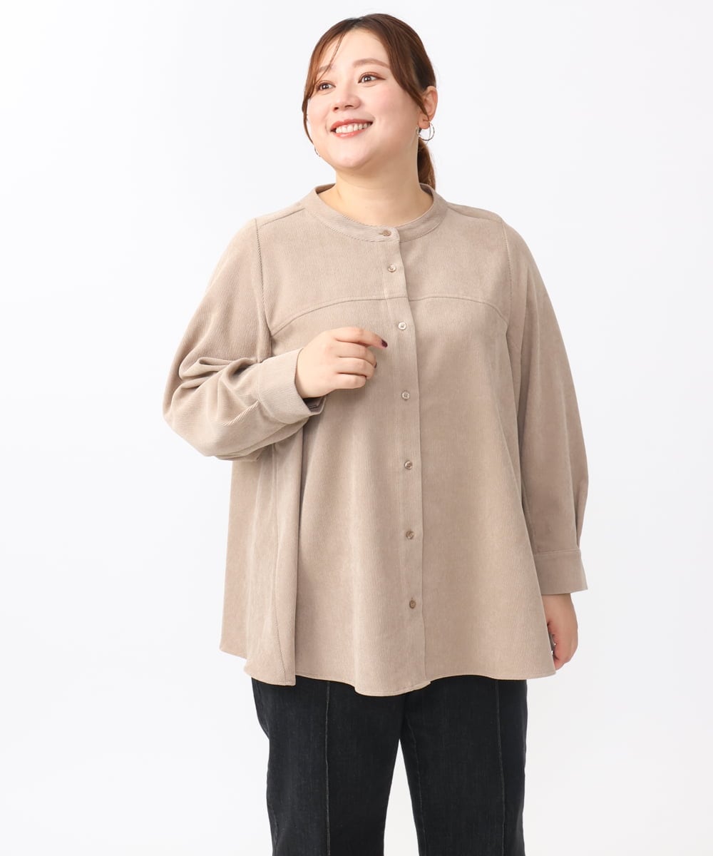 OLBAA24099 eur3(エウルキューブ) 【大きいサイズ】コーデュロイフレアブラウス ベージュ(82)