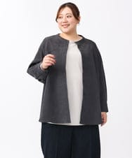 OLBAA24099 eur3(エウルキューブ) 【大きいサイズ】コーデュロイフレアブラウス ダークグレー(93)