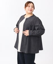 OLBAA24099 eur3(エウルキューブ) 【大きいサイズ】コーデュロイフレアブラウス ダークグレー(93)