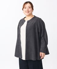 OLBAA24099 eur3(エウルキューブ) 【大きいサイズ】コーデュロイフレアブラウス ダークグレー(93)
