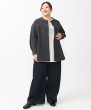 OLBAA24099 eur3(エウルキューブ) 【大きいサイズ】コーデュロイフレアブラウス ダークグレー(93)