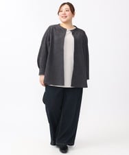 OLBAA24099 eur3(エウルキューブ) 【大きいサイズ】コーデュロイフレアブラウス ダークグレー(93)