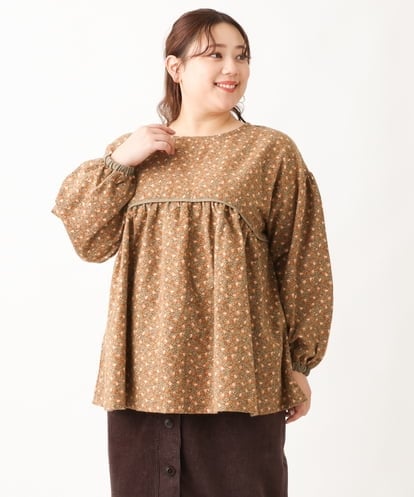 OLBAV19089 eur3 【大きいサイズ/soso×eur3】2WAY花柄ブラウス