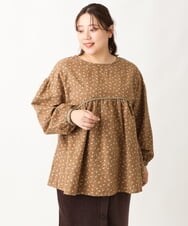 OLBAV19089 eur3(エウルキューブ) 【大きいサイズ/soso×eur3】2WAY花柄ブラウス ブラウン(17）