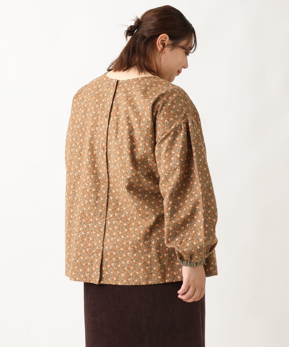 OLBAV19089 eur3(エウルキューブ) 【大きいサイズ/soso×eur3】2WAY花柄ブラウス ブラウン(17）