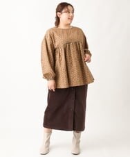 OLBAV19089 eur3(エウルキューブ) 【大きいサイズ/soso×eur3】2WAY花柄ブラウス ブラウン(17）