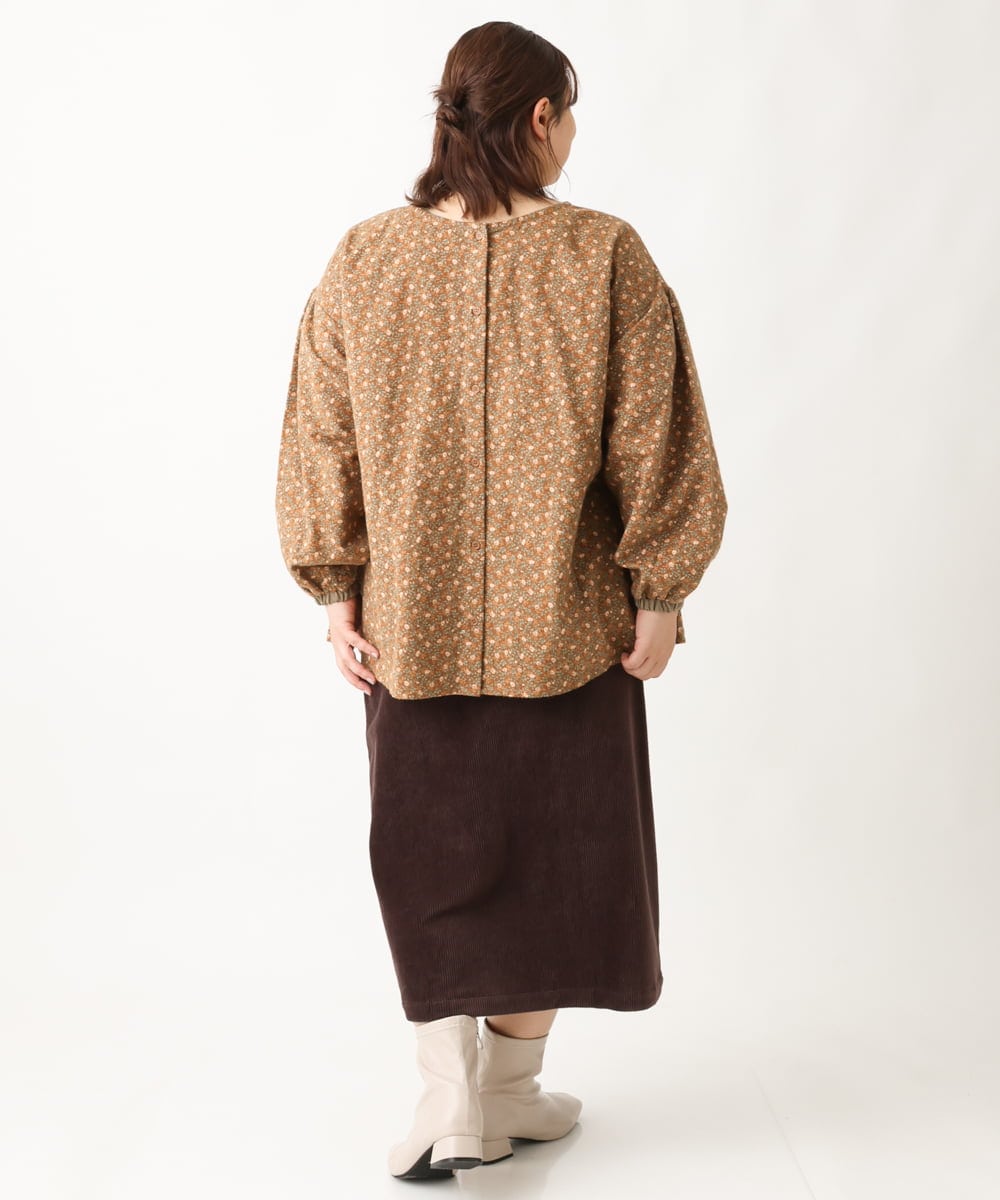 OLBAV19089 eur3(エウルキューブ) 【大きいサイズ/soso×eur3】2WAY花柄ブラウス ブラウン(17）