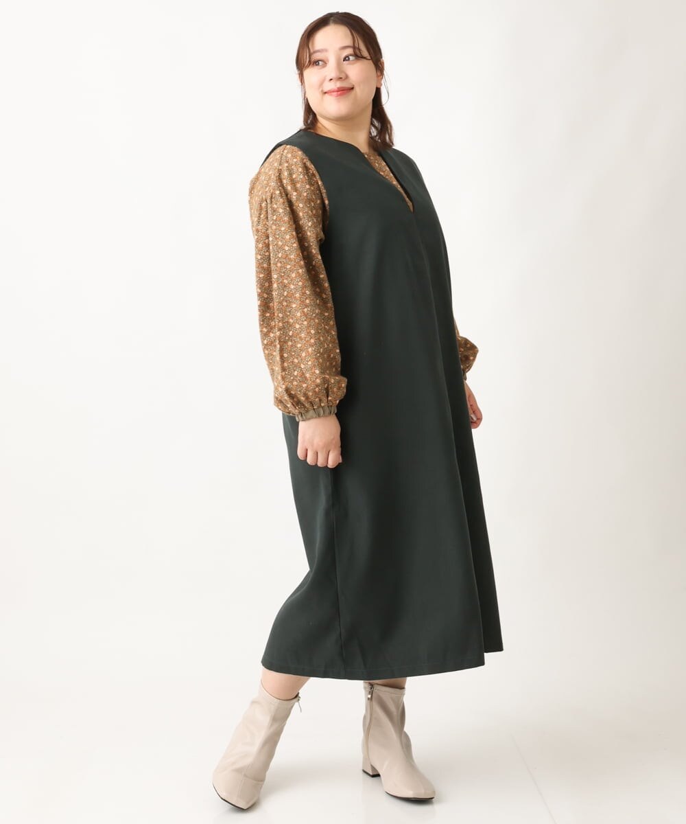 OLBAV19089 eur3(エウルキューブ) 【大きいサイズ/soso×eur3】2WAY花柄ブラウス ブラウン(17）