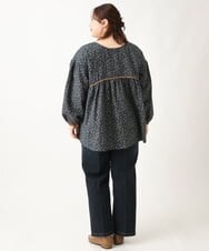 OLBAV19089 eur3(エウルキューブ) 【大きいサイズ/soso×eur3】2WAY花柄ブラウス ネイビー(57)