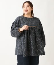 OLBAV19089 eur3(エウルキューブ) 【大きいサイズ/soso×eur3】2WAY花柄ブラウス ネイビー(57)