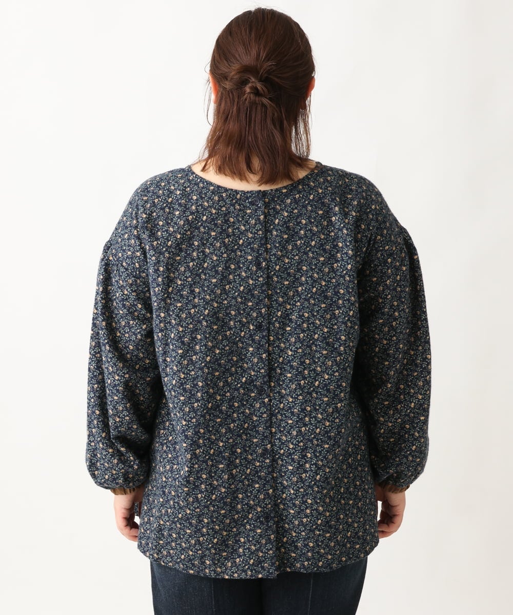 OLBAV19089 eur3(エウルキューブ) 【大きいサイズ/soso×eur3】2WAY花柄ブラウス ネイビー(57)