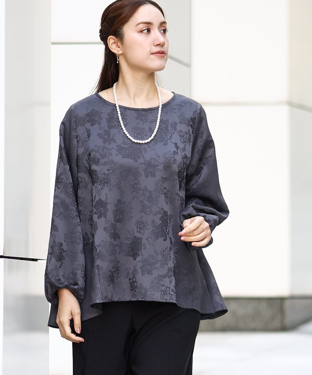 OLBBA18099 eur3 【大きいサイズ】バックペプラムブラウス