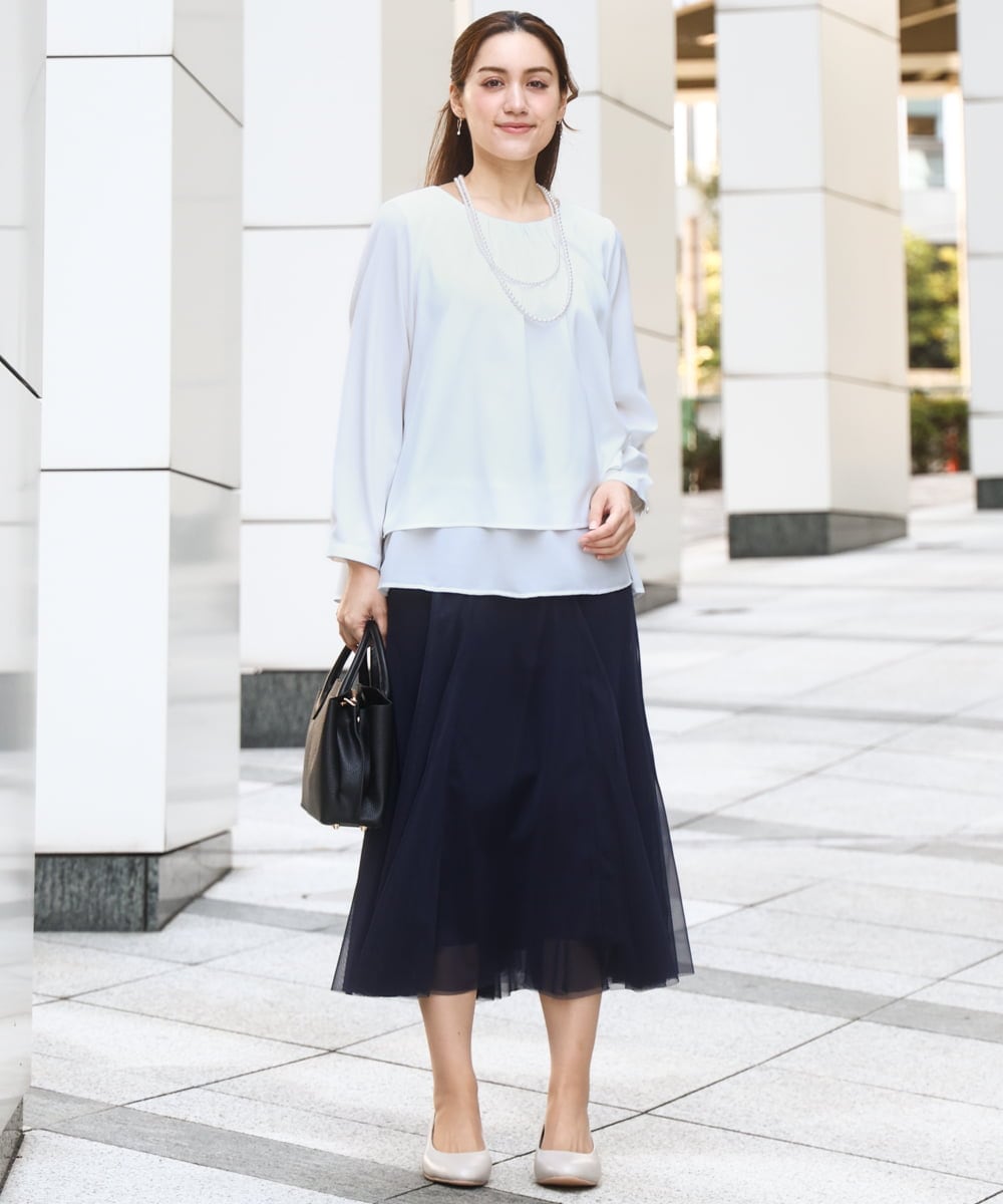 OLBBD20089 eur3(エウルキューブ) 【WEB先行販売】【大きいサイズ/11号サイズあり】2WAYブラウス ホワイト(90)