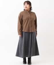 OLBBM07069 eur3(エウルキューブ) 【SOSO×eur3/大きいサイズ】起毛ノーカラーシャツ カーキ