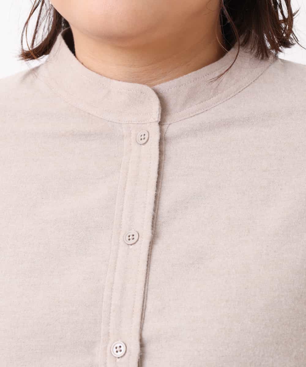 OLBBM07069 eur3(エウルキューブ) 【SOSO×eur3/大きいサイズ】起毛ノーカラーシャツ ベージュ