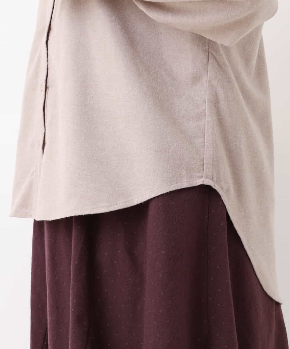 OLBBM07069 eur3(エウルキューブ) 【SOSO×eur3/大きいサイズ】起毛ノーカラーシャツ ベージュ