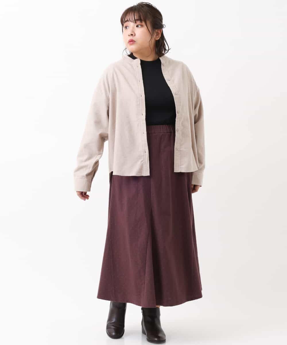 OLBBM07069 eur3(エウルキューブ) 【SOSO×eur3/大きいサイズ】起毛ノーカラーシャツ ベージュ